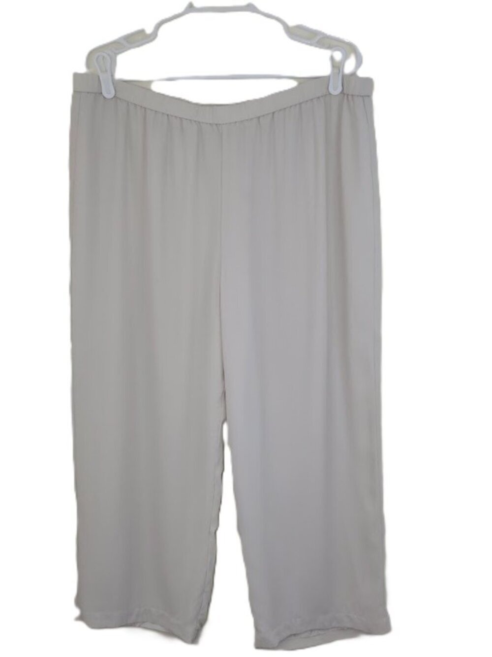Eileen Fisher Wide Leg Silk Pants Cream Beige Color Women's Size L